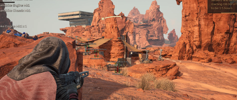 Dune Awakening cheats client panel with ESP, aimbot, and radar feature toggles on Windows PC