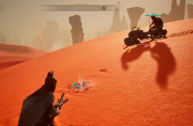 Dune Awakening radar hack minimap showing nearby players, spice nodes, and squad positions