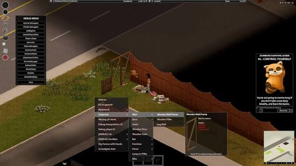 Project Zomboid gameplay — survivor looting supplies while zombies approach in Knox County